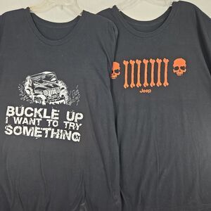 Jeep Graphic T-Shirt Bundle 3XL Black Skull Bones + Buckle Up Off-Road Tees